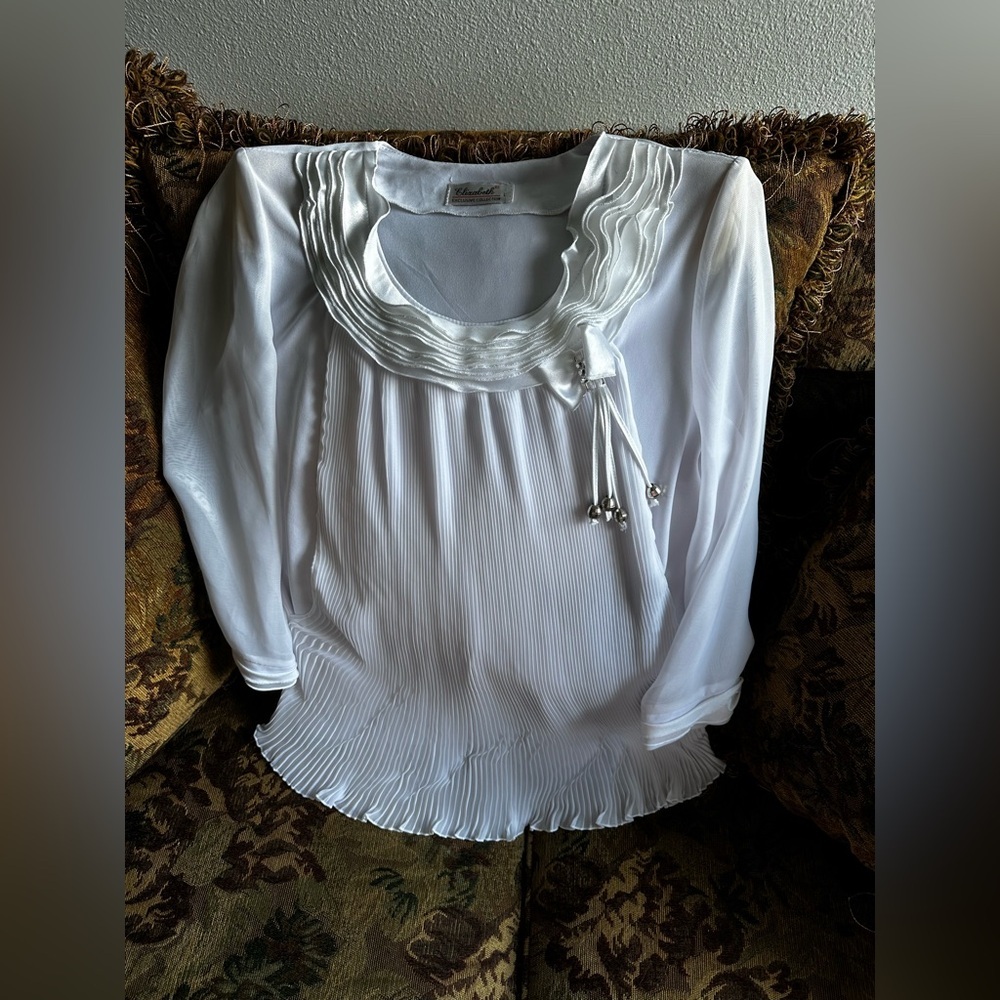 Pretty white European blouse size large